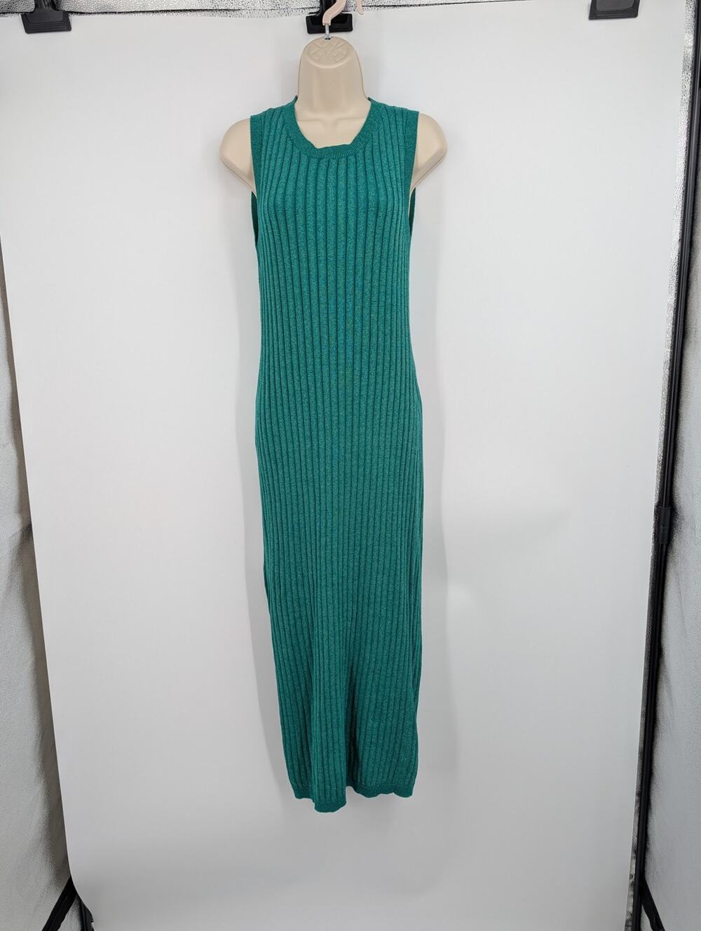 NWT House Of Harlow 1960 Aquamarine Sparkly Stretchy Green Knit Midi Dress Med